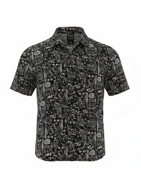 Disney Cruella Our Universe doodle Print Button-Up Shirt Mens small woman medium